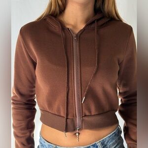 Cocoa Brown Zip-Up Hoodie